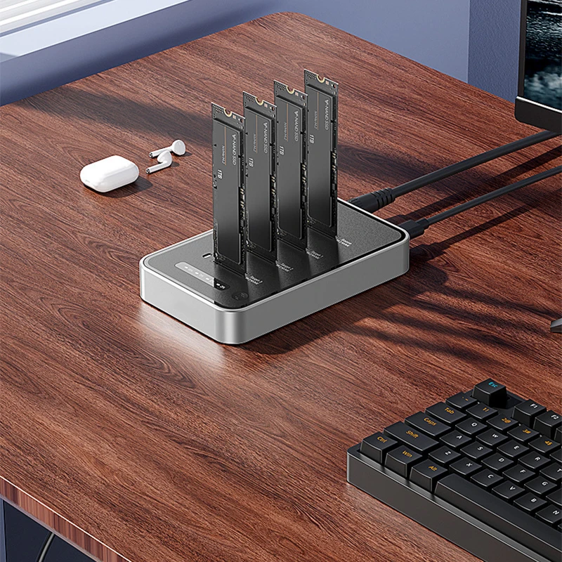 

4-слотовый док-станция для дублирования жестких дисков M.2 NVMe SSD с поддержкой автономного клонирования, интерфейс 40 Гбит/с, внешний корпус для SSD