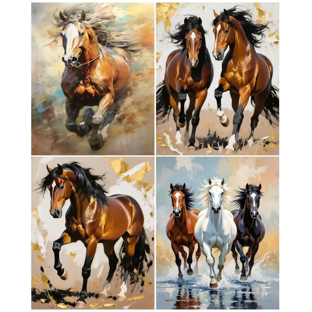 

CHENISTORY Painting By Number Horse Animals Wall Art DIY Frame Picture By Numbers Acrylic On Canvas For Living Room