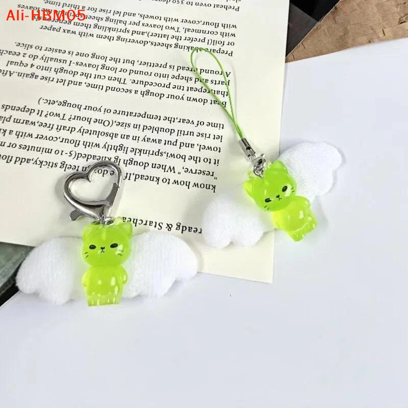 (HB05)Cute Luminous Alien Cat Keychain Resin Mobile Phone Pendant Bag Charm Backpacks Purses Pendant Party Gift