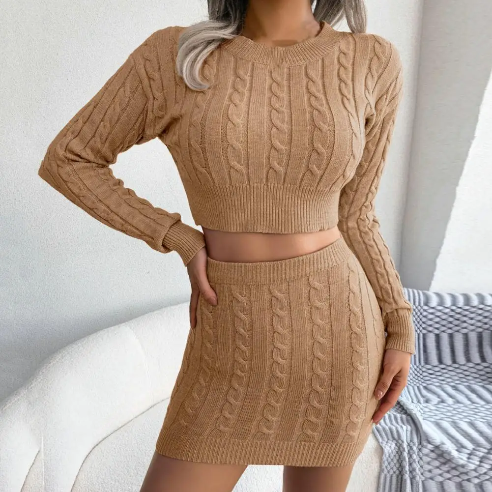 Women Sexy Sweater Wrap Hip Skirt Knit Suit Autumn Winter Show Waist Office Clothes Solid Jumper Casual Sweaters Long Sleeve