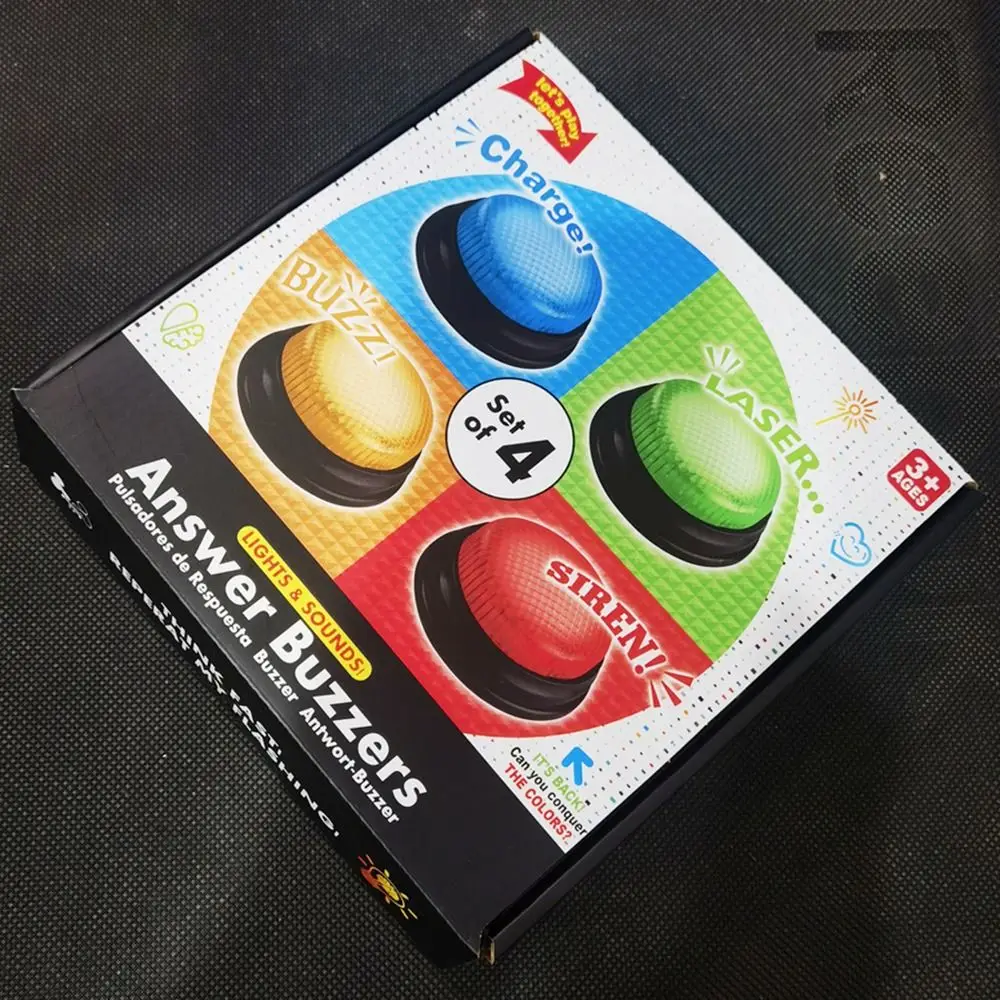 4pcs 4Colors Answer Buzzers with Lights and Sound Trivia Games Game Show Buzzer Buttons Family Feud Jeopardy Buzzer