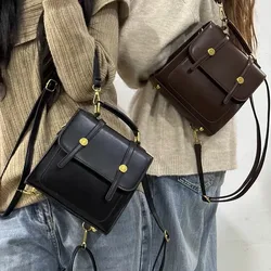 3way Vintage Backpacks for Women New Fashion British PU Crossbody Bags Simple Elegant Solid All Match Shoulder Bag Bolsas