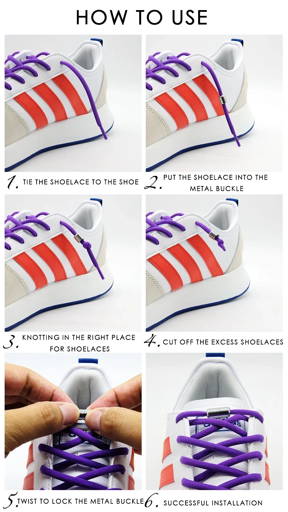 Elastische Schnürsenkel ohne Binden, flache Schnürsenkel für Kinder und Erwachsene, Sneakers für Schnürsenkel, schnelles Tragen, Lazy Metal Lock