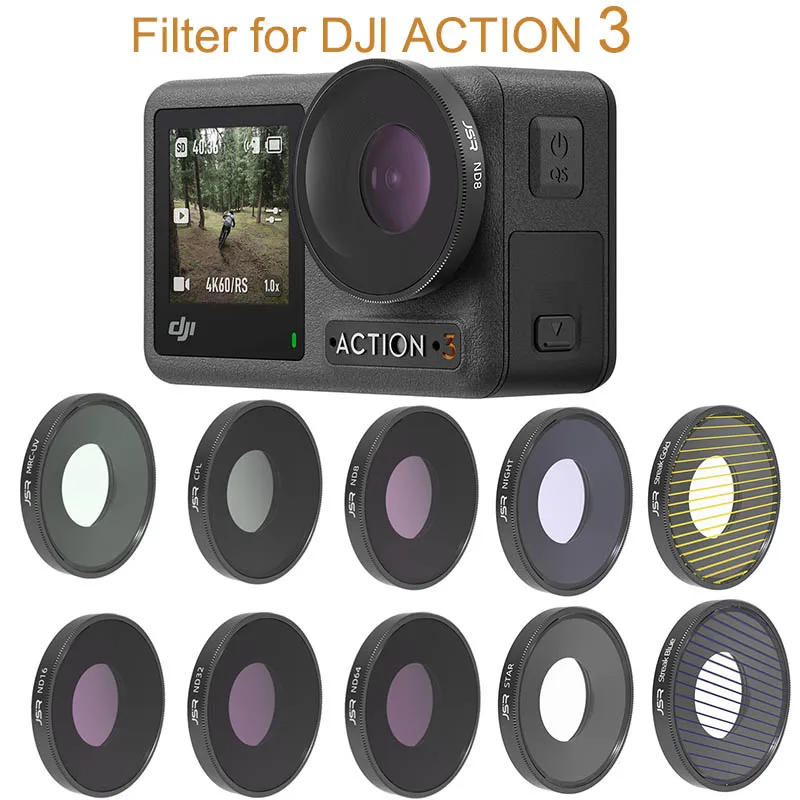 สำหรับ DJI ACTION 3กรองกล้อง Professional UV CPL ND8 ND16 ND32 ND64 ND/PL Star Night เลนส์ชุดอุปกรณ์เสริม