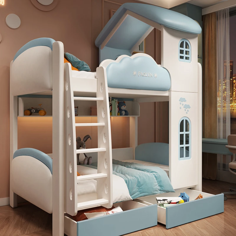 Cute Girl Room Letto a castello Twin Frame Lusso Rosa Queen Bed Princess Loft Comferter Litera Mobili per la casa