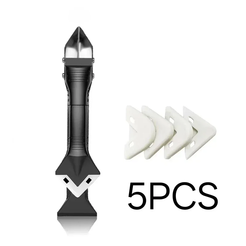 5-in-1 Sealant Finishing Tool Caulk Remover Glass Glue Angle Scraper Floor Silicone Caulking Tool, for Bathroom, Kitchen