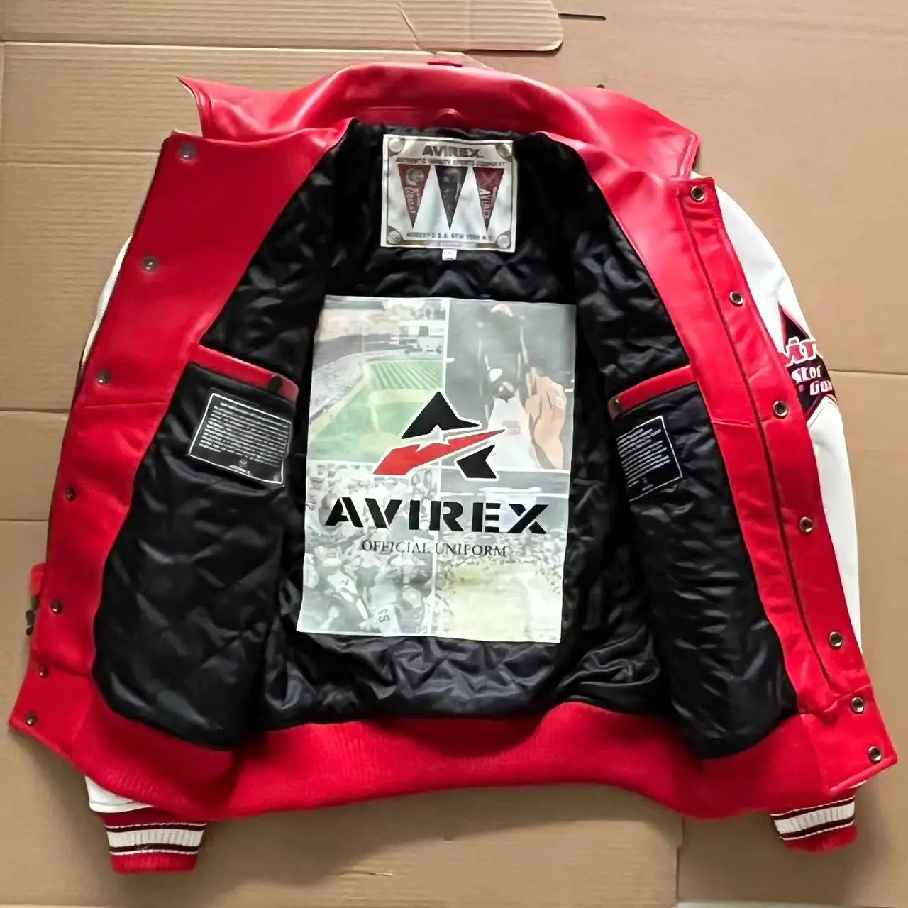 Avirex Limited Edition Men's European Lambskin Jacket US Size Classic Vintage Basketball Daily Coat Leather Thin Cotton Jacket