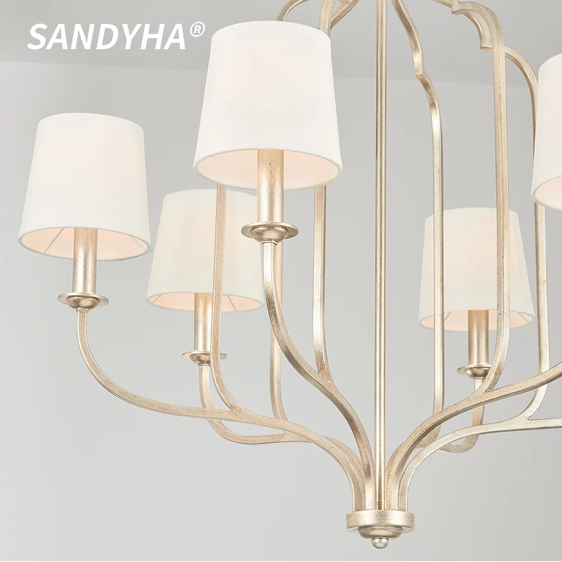 

Металлические люстры SANDYHA в американском ретро-стиле, теплые подвесные светильники для виллы, гостиной, столовой, спальни, домашнего декора, светодиодное освещение