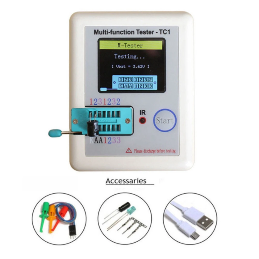 1.8 Inch 160X128 Colorful Display Multi-Functional TFT Backlight Transistor LCR-TC1 Tester for Diode Triode Capacitor