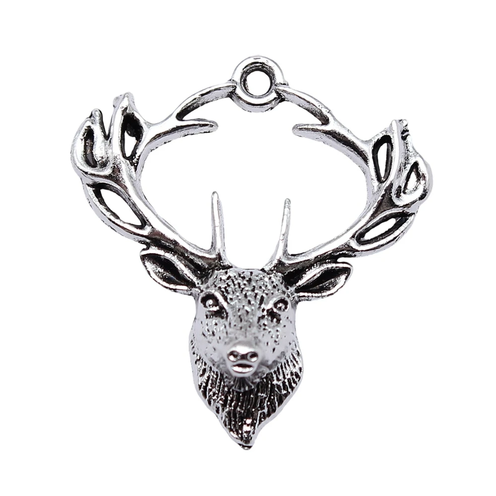 Car Pendant Deer Head Charms For Jewelry Making 28x26mm 10pcs