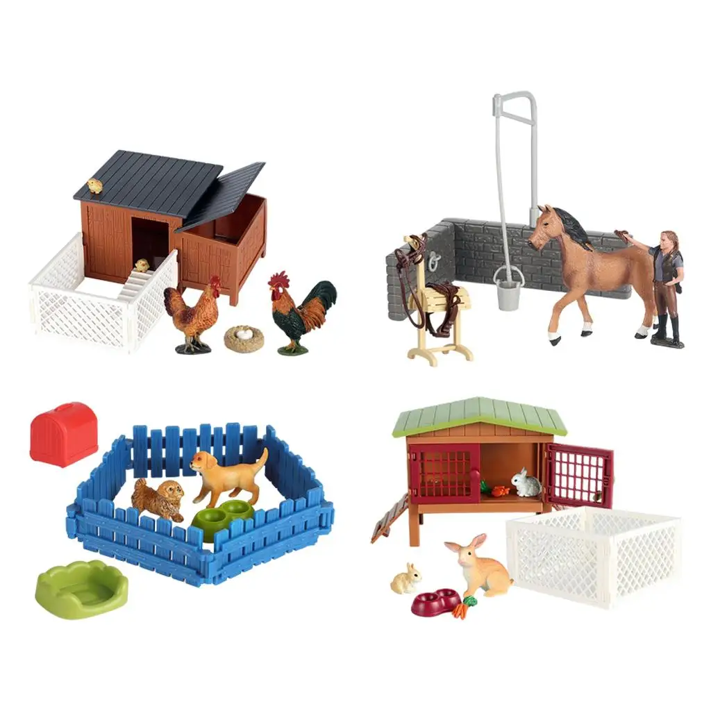 Farm Animal Figures Gift Toys Set,  Farm Animals Playset Includes Farmer Accessories, Birthday Gift  Children