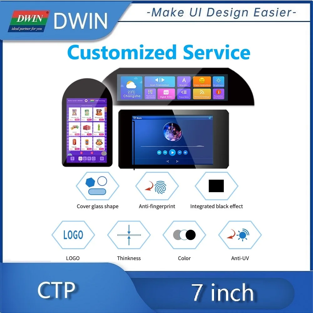 DWIN 7 Inch G+G Structure Capacitive Touch Panel I2C Interface GT911 Controller TPC070T0050G01V1