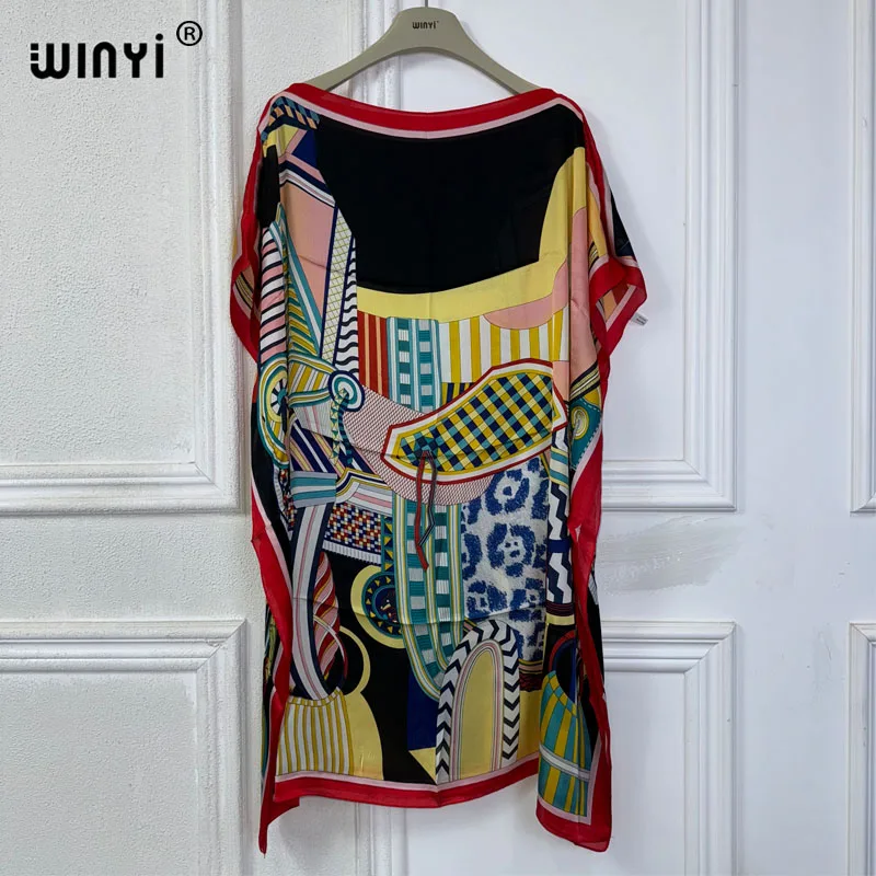 WINYI maxi dress Summer sexy african oversize dress BOHO print beach wear women Loose Femme Robe Muslim فستان beach cover ups