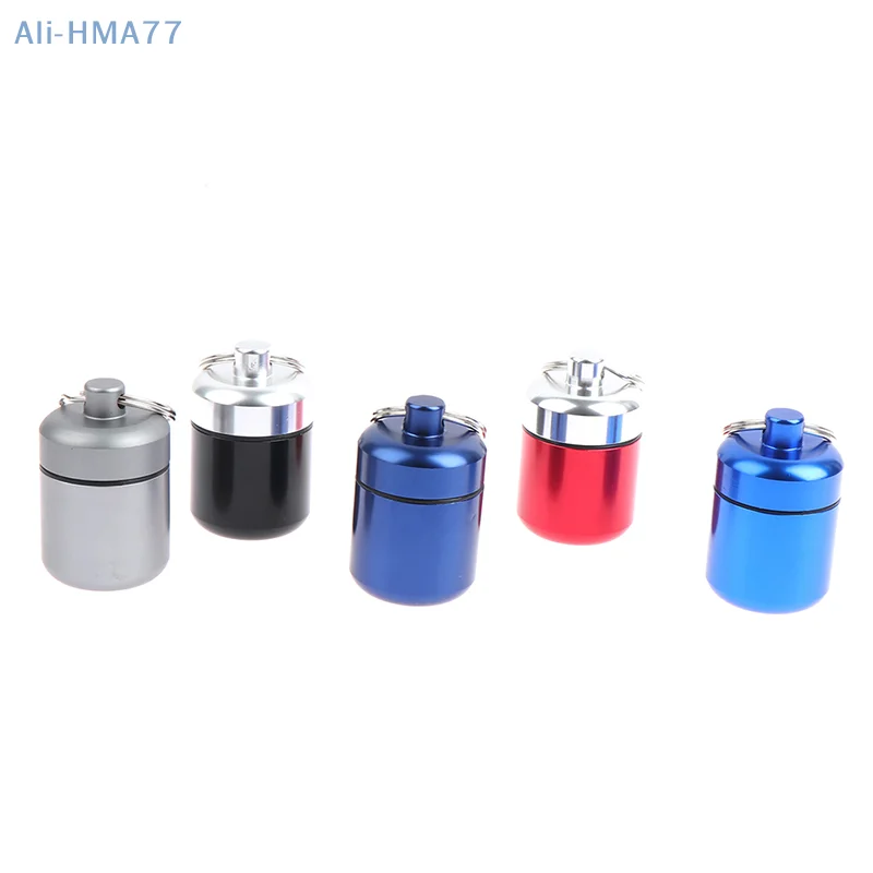 Aluminum Pill Box Case Capsule Shape Keychain Outdoor Waterproof Pocket Pill Holder Container Delicate Medicine Organizer Box1pc