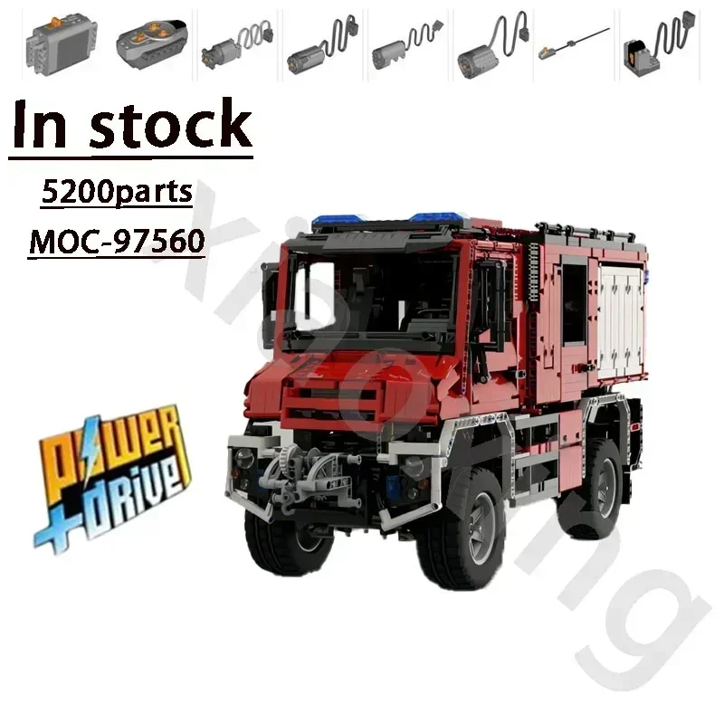 MOC-97560 New City Sprinkler 218 Fire Truck Building Block Model 5200 Parts Little Kids Dream Fire Hero Fire Truck Kids Toy Gift