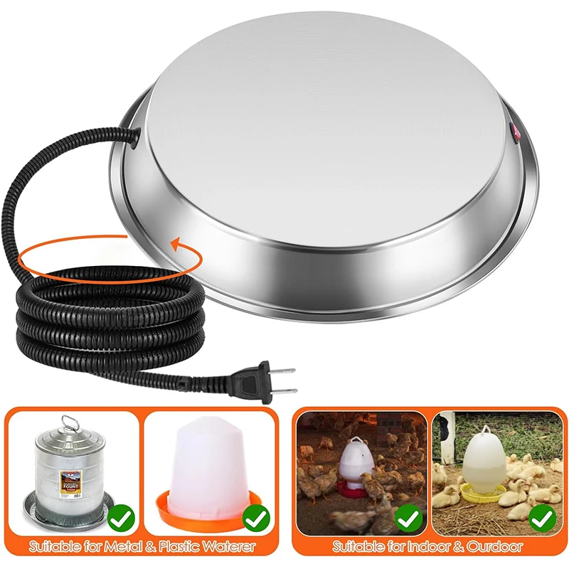 30CM Winter Poultry Water Heater Heating Base Poultry Waterer Heating Base Chicken Water Heater