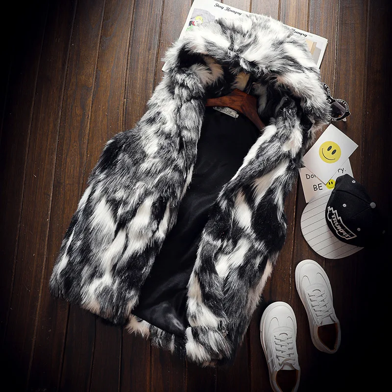 New Fashion Faux Fur Vest Coat Hooded Multi-Color Personality Splicing Short High-Quality Faux Fox Fur Vest