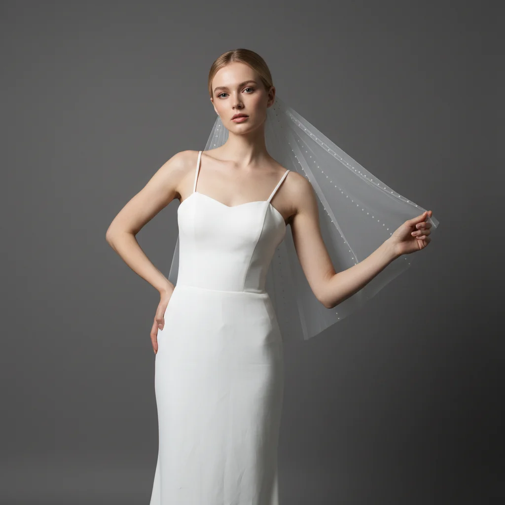 

Свадебная фата с жемчугом, фата белого цвета слоновой кости, однослойная, 100 см, мягкий тюль, свадебный аксессуар с расческой G71