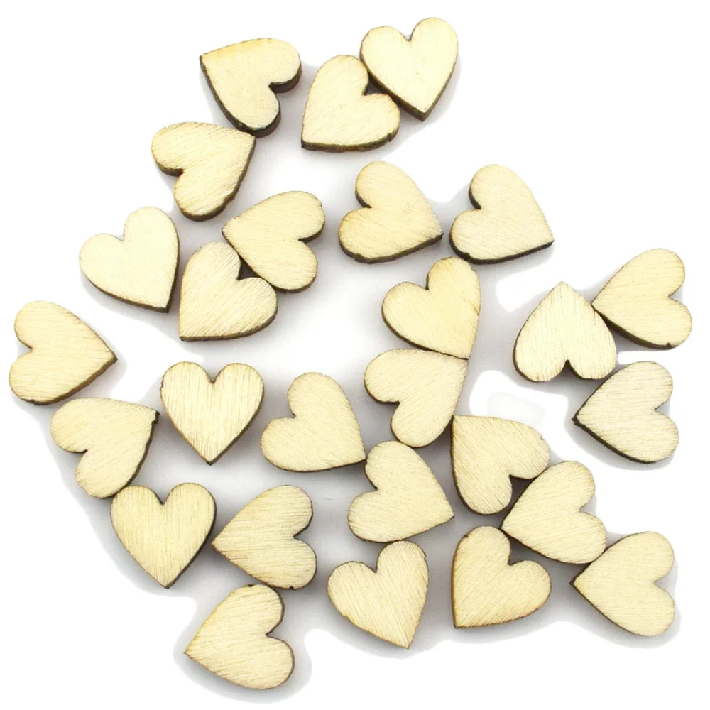 100PCS 10MM Heart Cute Wood Buttons Sewing Scrapbooking Wooden Crafts Clothing Home Gift Decor Scrapbooking Accessories