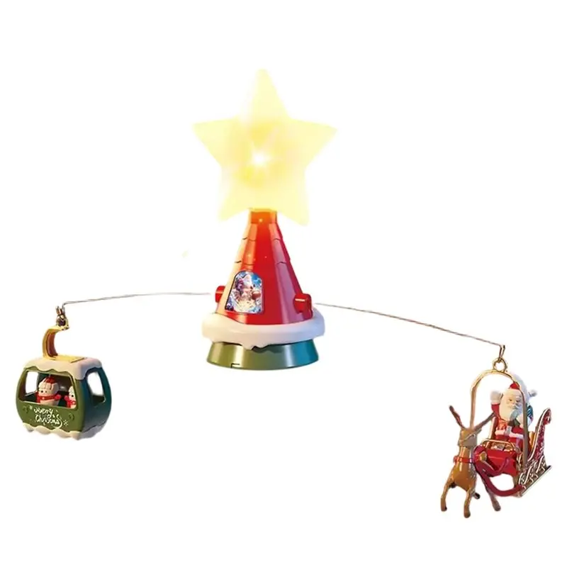 AS96-Xmas Tree Santa Claus Decor Christmas Hat Rotating Sled With Music& Light(TYPE-C) 1Set Kids/Adult Gift