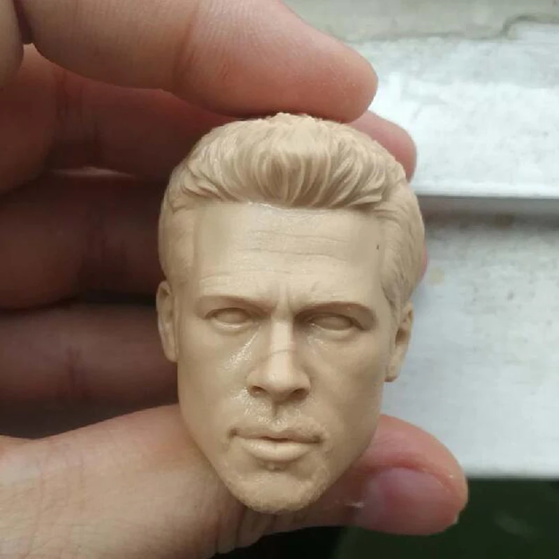 1/6 Male Actor Brad Pitt Unpainted Head Carving Model Accessories Fit 12'' Action Figure Body In Stock