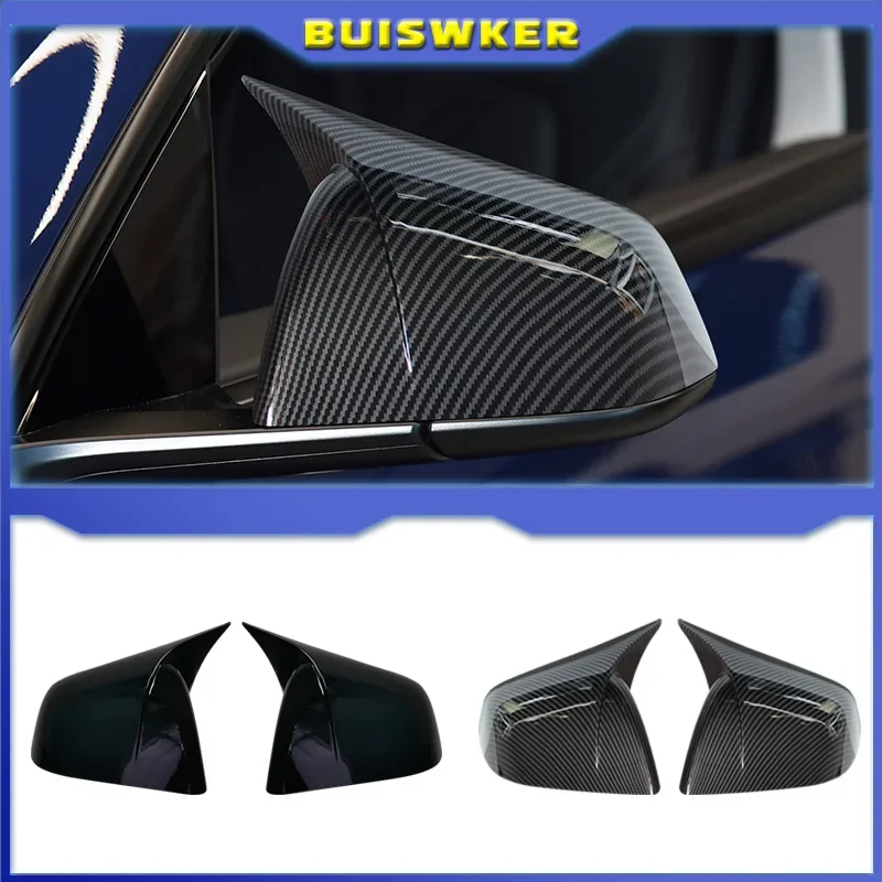 Carbon Fiber Car Paste Side Door Mirror Cover For Tesla Model Y 2019-2023 Auto Exterior Accessories ABS Sides Rearview Cover