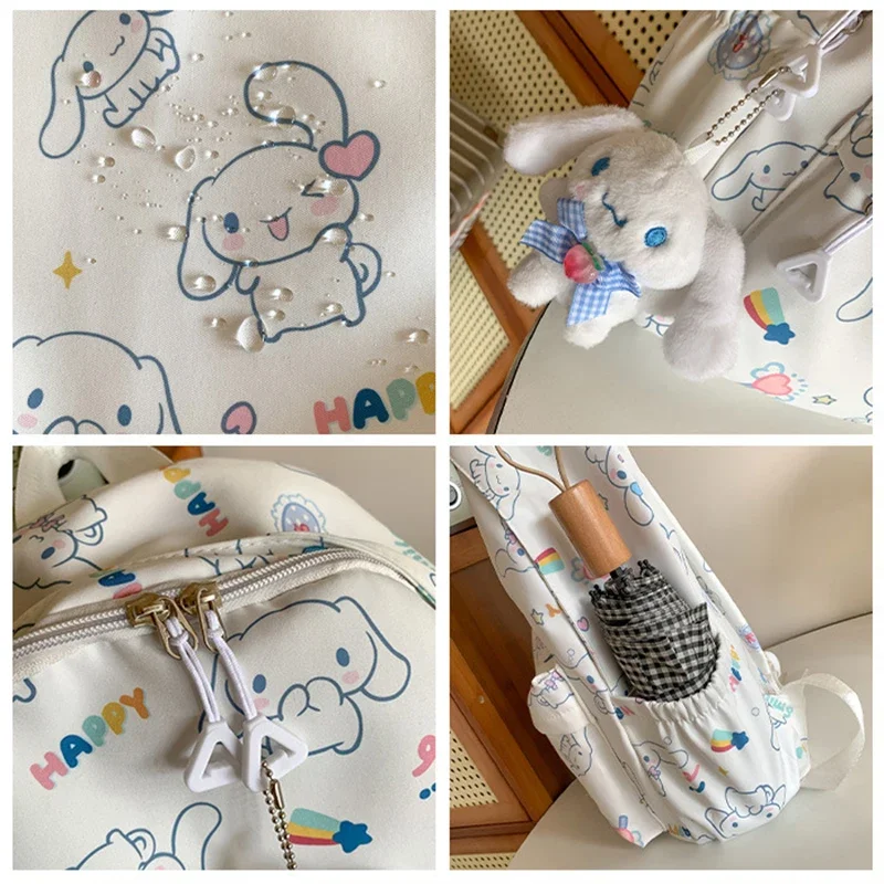 Sanrio mochila escolar para niña, morral de Anime Cinnamoroll para estudiante de secundaria, Kawaii de alta capacidad, impermeable, bolsa de viaje