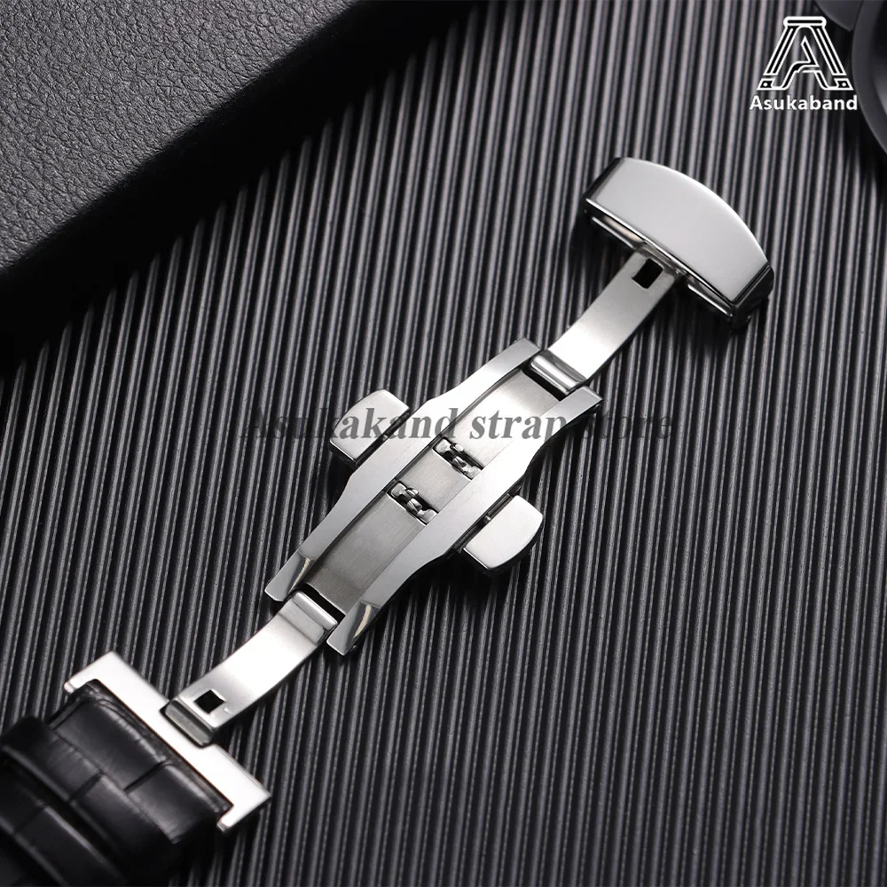 Echtes Leder-Uhrenarmband 18mm 20mm 22mm 24mm für Omega für Seiko Vintage Leder 14/18/19/21mm Herren Schmetterlingsverschluss Uhrenarmband – Detail 7