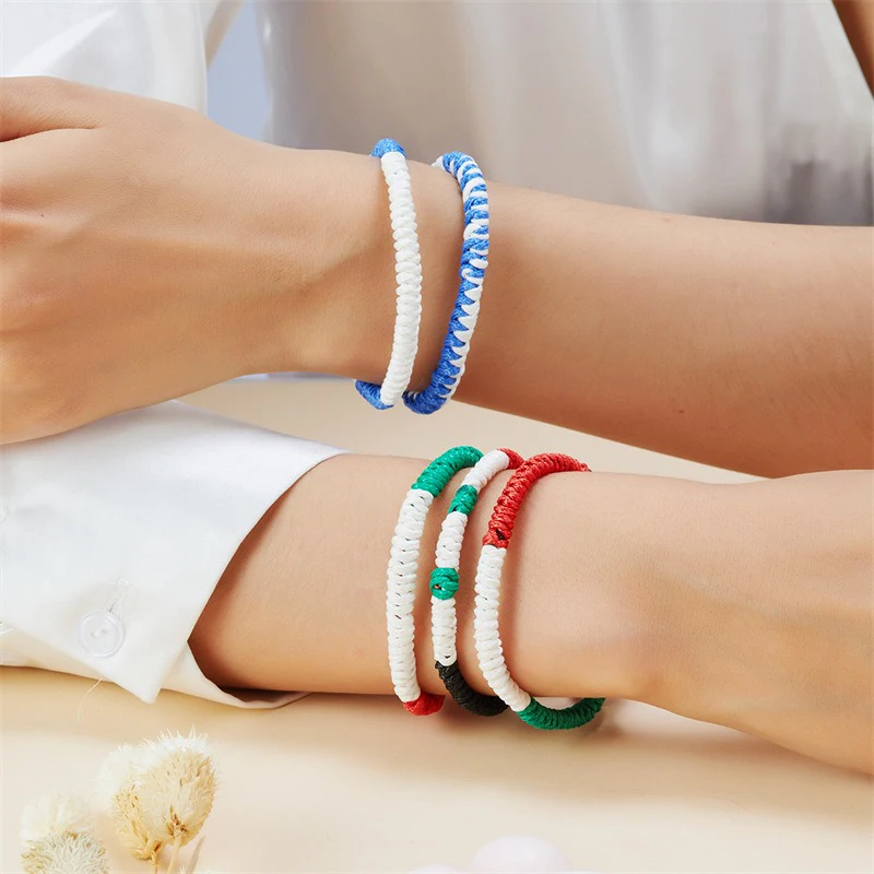 Trendy Colorful Woven Rope Bracelet Thread Adjustable Fashion Rope Bangles National Flag Braided Handmade Country Jewelry Gifts