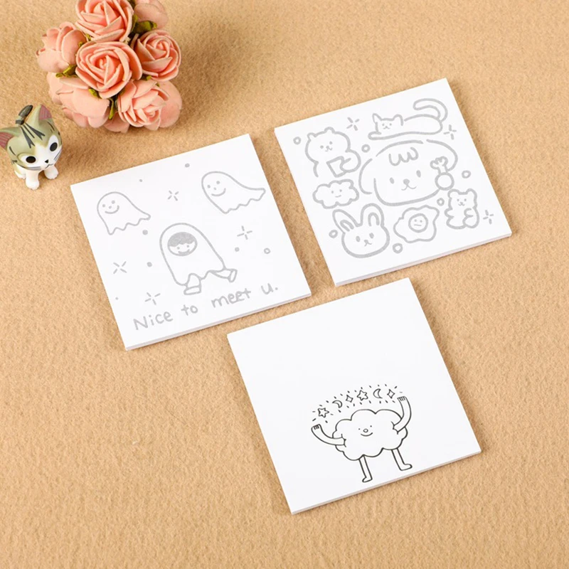 Ins Style Sticky Notes Self-Adhesive Memo Pad Kawaii Alat Tulis Wanita Korea Buku Harian Perencana Sederhana Stiker Aksesori Kantor