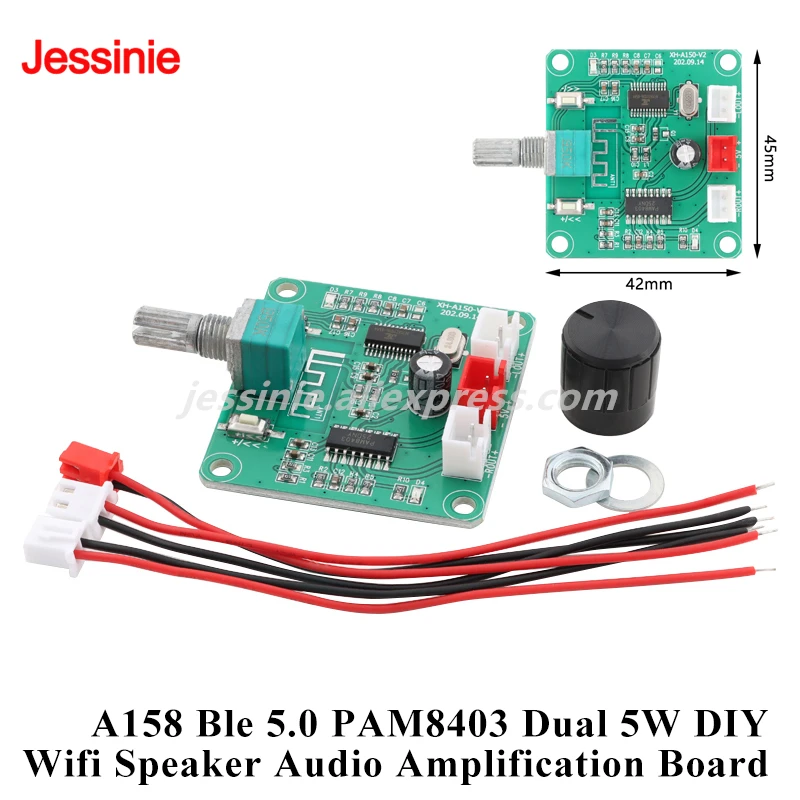 5pcs/1pc XH-A158 PAM8403 Ultra HD Ble 5.0 Stereo Mini Digital Power Amplifier Board Module 2*5W Dual Channel Class D DC5V