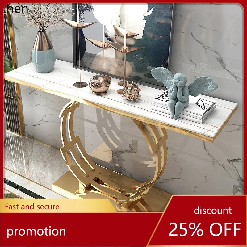 

YFY Light Luxury Entryway Table Marble Entryway Cabinet Console Table Corridor Art Entryway Rock Board