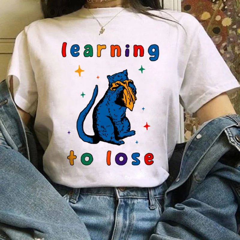 T-Shirt Print Casual Simple Women's Cartoon Cute Frog Pattern O-Neck Women's Regular Printed Top Summer Trend White T-Shirt