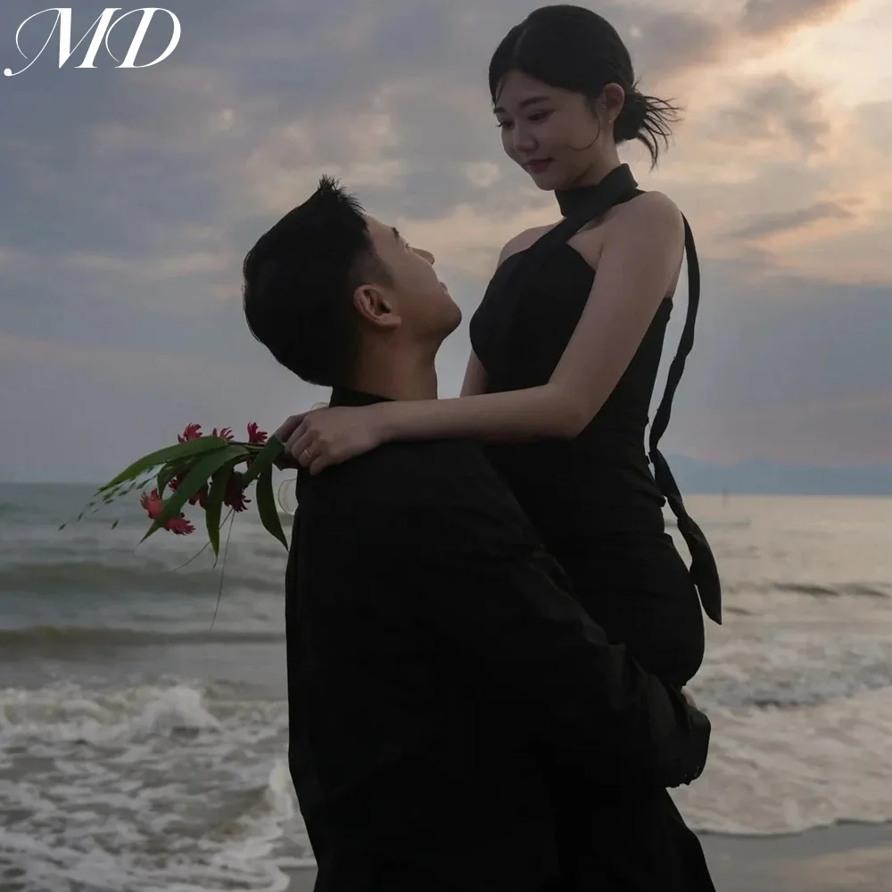

MD Simple Mermaid Wedding Dress Sleeveless Evening Dress Scalf Korea Photoshoot Floor Length Reception Dress Customized 2025