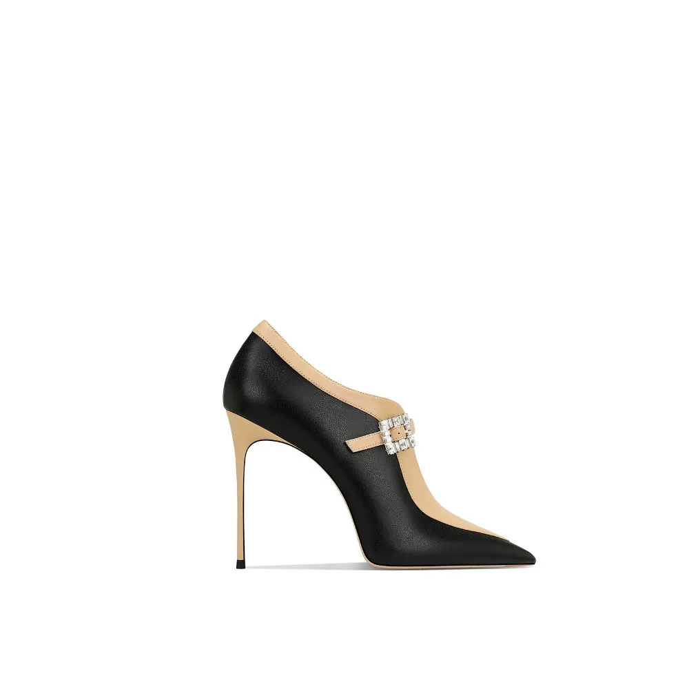 

2025 Spring New High Heels Black Brown Genuine Leather Pointed Toe Comfortable Women Shoes