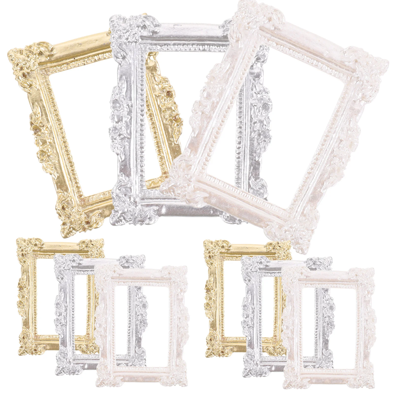 

9 Pcs Photo Frame Ornaments Frames House Picture Decorate Miniature for DIY Crafts Making Resin Small Vintage