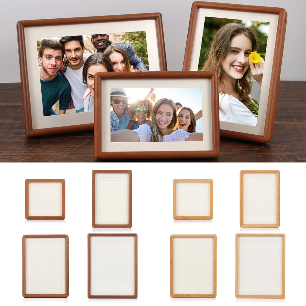 New 6/7/8 Inch Black Walnut Photo Frame Simulation Wood Simple Picture Frame Handmade Display Photo Frame