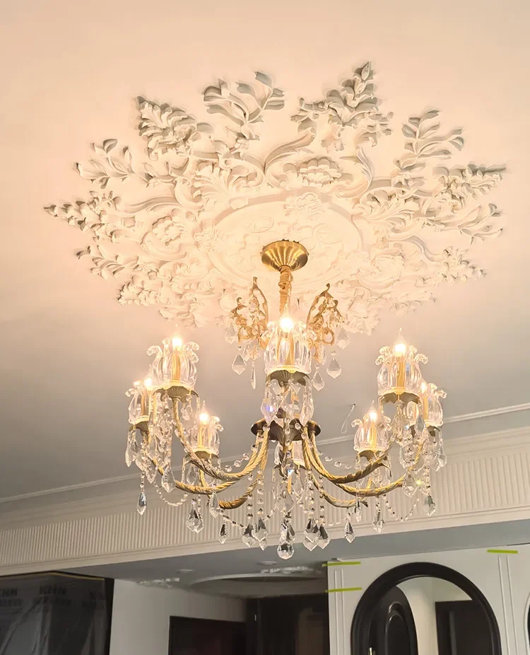 PU light panel French parquet lamp holder combination round ceiling non-gypsum shape carved lamp pool frame decorative lines