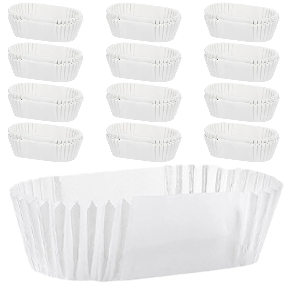 

2000 Pcs Paper Cups Brushed Cake Loaf Liners Commercial 75X4X25CM Case Baking Supplies White Boat Shaped Bread Trays