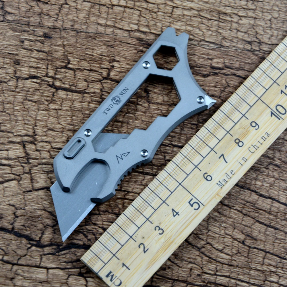 Ferramenta Multifuncional com Lâmina Substituível Ferramentas Tc4 Titanium Edc Facas de Arte Twosun-ts149