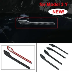 4PCS Set Car Door Handle Cover Protective Film, Carbon Fiber Wrap for Tesla Model Y Juniper 2025 & Model 3 Highland, Scratch Res