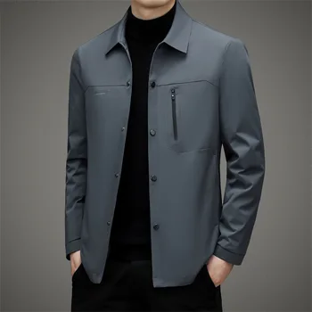 Pato branco leve masculino para baixo jaqueta acolchoada, casacos Slim-Fit, gola virada para baixo coreana, Outerwear, inverno, JK-014