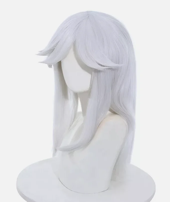 Game Genshin Impact Cyno Cosplay Wig 55cm Long Sliver White Synthetic Hair