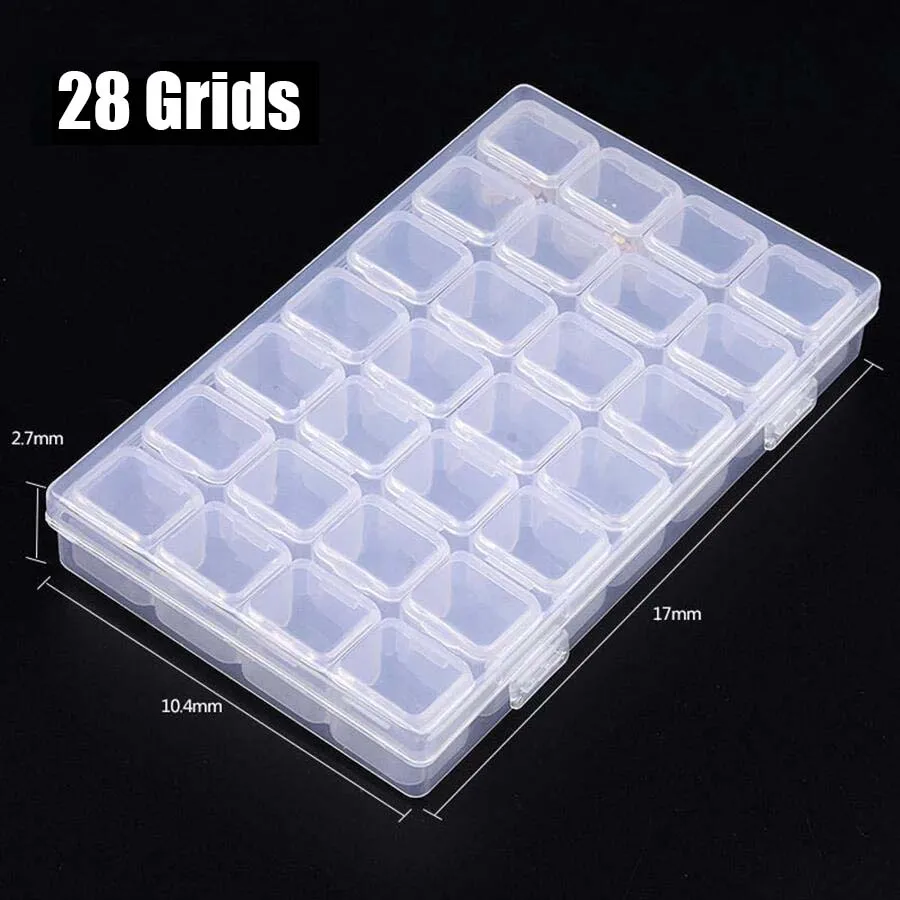 28/56 Girds Adjustable Plastic Storage Box With Label Sticker For Jewelry Nail Art Diamond Painting Accessories Container Boxes