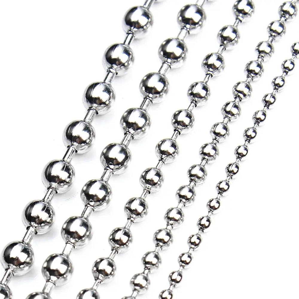 5Meter Stainless Steel Bead Chain Metal Round Ball Bulk Chains For DIY Bracelet Keychain Jewelry Making Accessories Wholesale