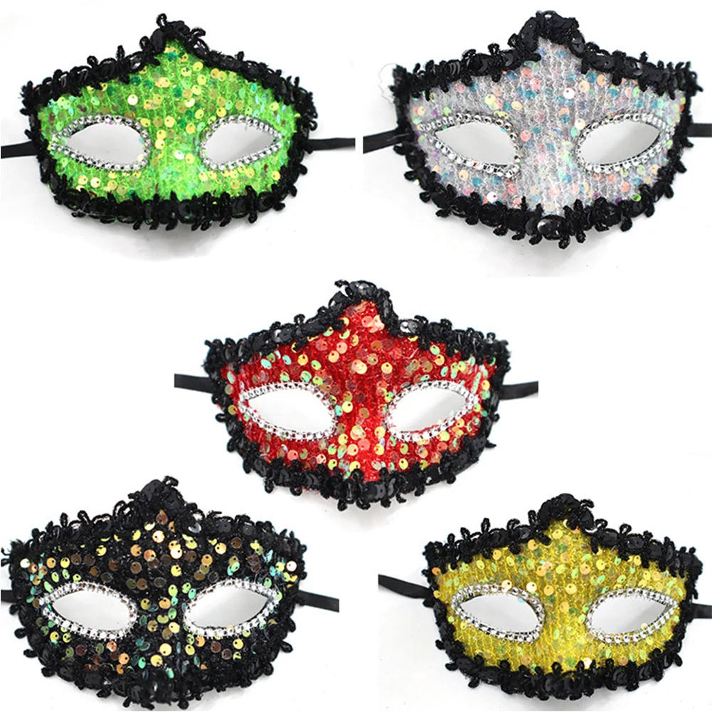 Venetian Masquerade Princess Beauty Performing Sequins Mask Cosplay Mask Lace Mask Party Props Halloween Mask for Women