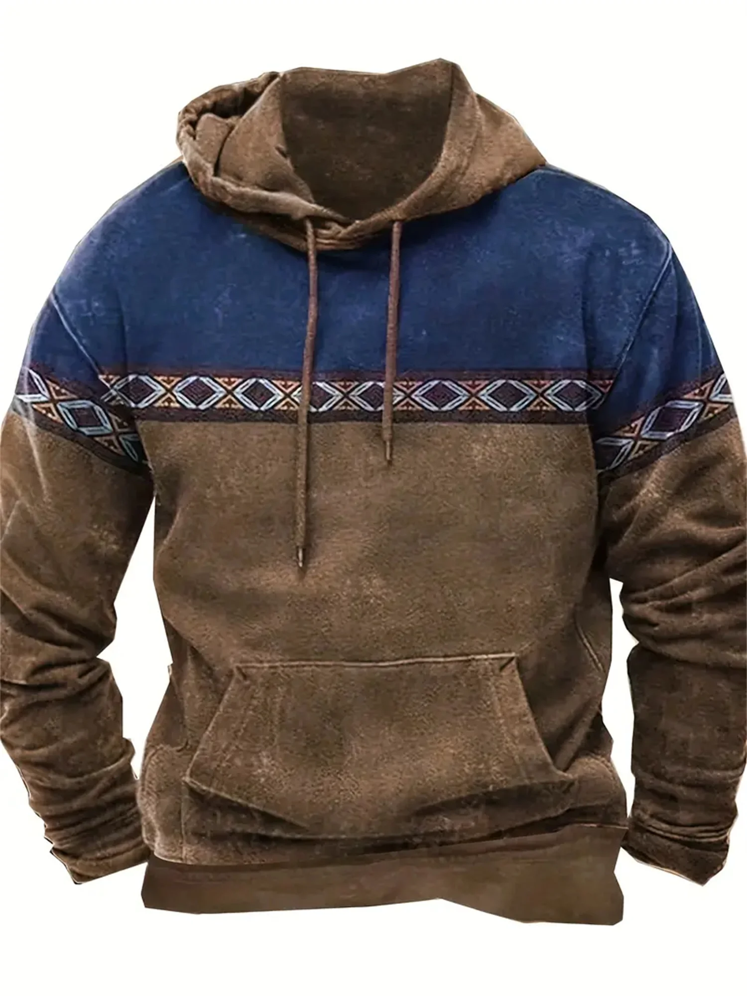 2025 new men's hoodie two-color national totem 3D printing men's retro hoodie autumn and winter leisure street retro men hoodie