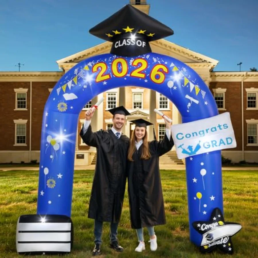 

10FT Graduation Inflatable Outdoor Decorations, Inflatable Arch Class of 2026, Blow up Yard Decoration with 9 LED Lights for Graduation Party, 2026 Grad Decor for College High School