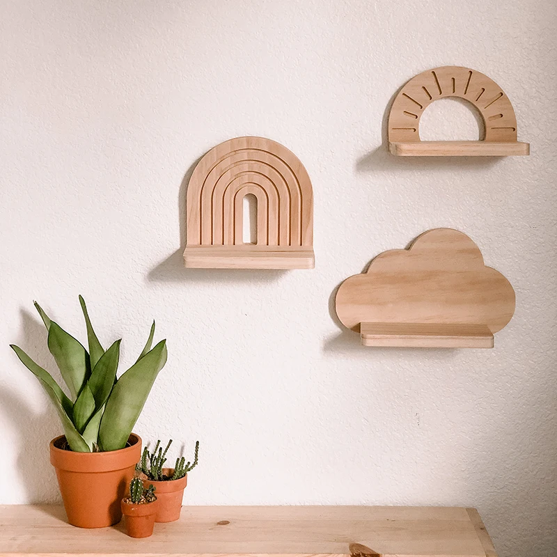 

Vintage Solid Wood Wall-Mounted Display Shelf Decorative Rack for Handicraft Exhibition Guesthouse & Restaurant Accent Stand