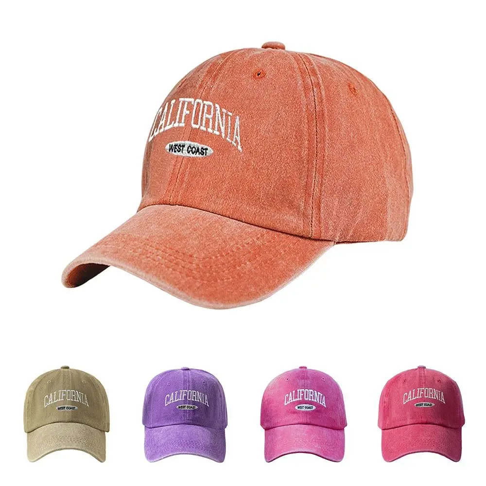 

"California West Coast" Embroidered Baseball Cap Adjustable Unisex Lettering Duckbill Cap Distressed Faded Washed Baseball Hat